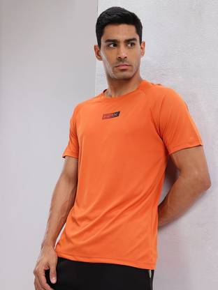 HRX by Hrithik Roshan Solid Men Round Neck Orange T-Shirt