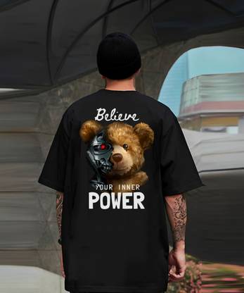 BUKKL Printed Men Round Neck Black T-Shirt