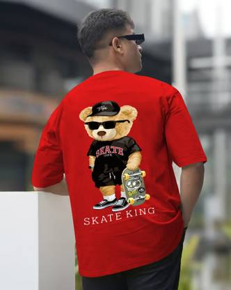 TEESHACK Graphic Print, Printed Men Round Neck Red T-Shirt