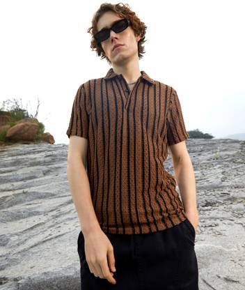CAMPUS SUTRA Striped Men Polo Neck Multicolor T-Shirt