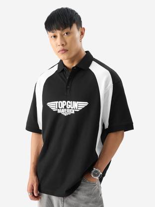 Pagalpan Self Design Men Polo Neck Black T-Shirt