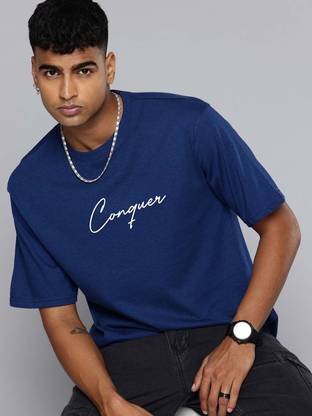 R.Code by The Roadster Life Co. Graphic Print Men Round Neck Blue T-Shirt