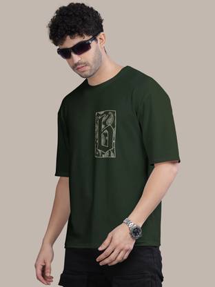 Bullmer Printed, Typography Men Round Neck Dark Green T-Shirt