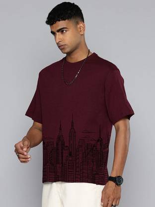 Moda Rapido Graphic Print Men Round Neck Maroon T-Shirt