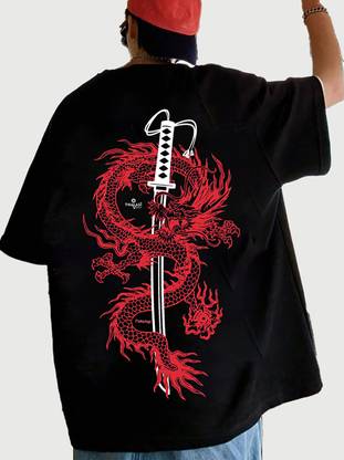 THALASI Graphic Print Men Crew Neck Black T-Shirt