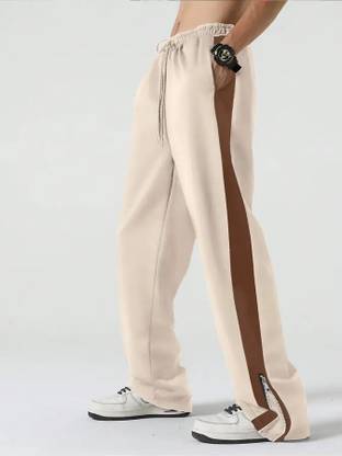 Jump Cuts Colorblock Men White Track Pants