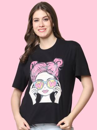 GLOBAL NOMAD Graphic Print Women Round Neck Black T-Shirt