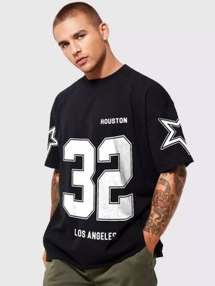 Printed Men Black, White T-Shirt