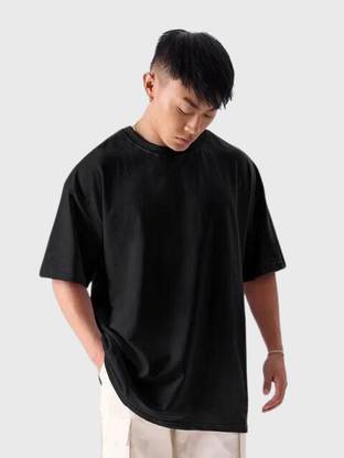 LazyGreg Solid Men Round Neck Black T-Shirt