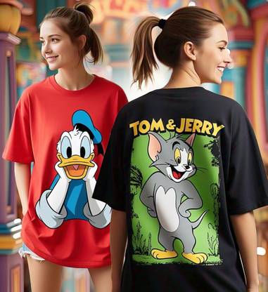 DISNEY by DreamBe Printed Women Round Neck Multicolor T-Shirt