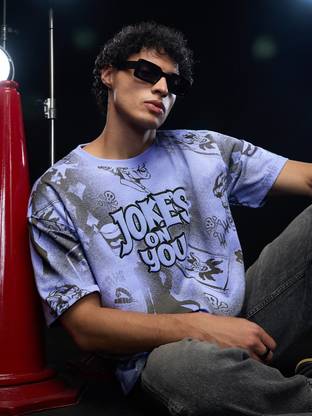 The Souled Store Typography Men Round Neck Blue T-Shirt