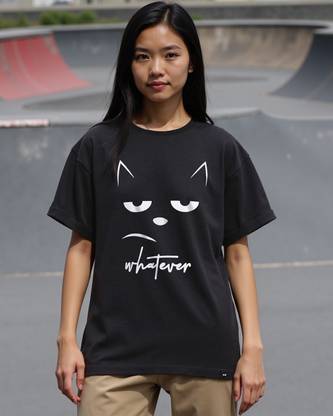 BEWAKOOF Graphic Print Women Round Neck Black T-Shirt