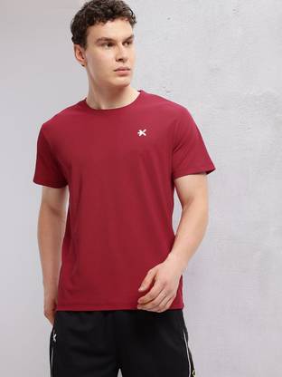 HRX by Hrithik Roshan Solid Men Round Neck Maroon T-Shirt