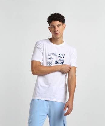 NOBERO Graphic Print Men Crew Neck White T-Shirt