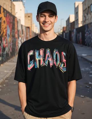 METRONAUT Printed Men Round Neck Black T-Shirt