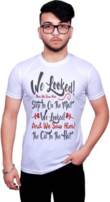 Graphic Print Men White T-Shirt
