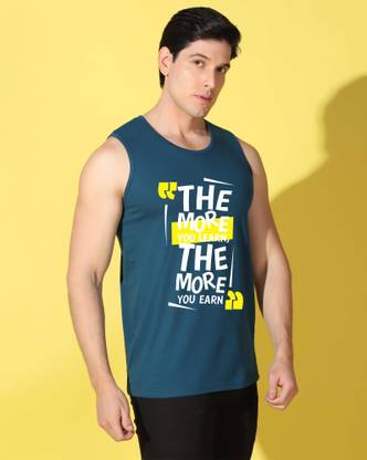 WOOSTRO Printed Men Scoop Neck Dark Blue T-Shirt