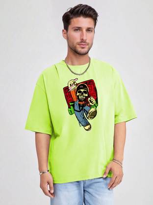KOTTY Printed Men Round Neck Light Green T-Shirt