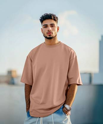 Veirdo Solid Men Round Neck Brown T-Shirt