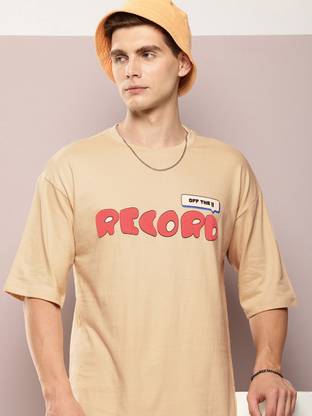 Kook N Keech Printed Men Round Neck Beige T-Shirt