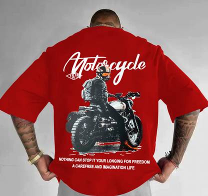 Manly Tees Graphic Print Men Round Neck Red T-Shirt