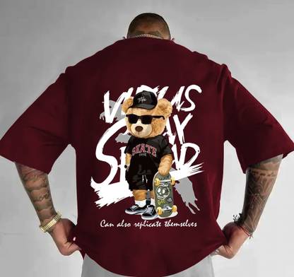 Beaumen Printed Men Round Neck Maroon T-Shirt