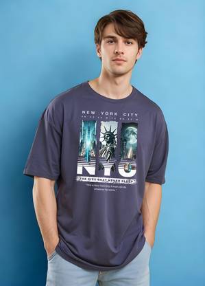 METRONAUT Printed Men Round Neck Blue T-Shirt