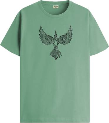 ADRO Graphic Print Men Round Neck Green T-Shirt