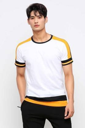 Color Block Men White T-Shirt
