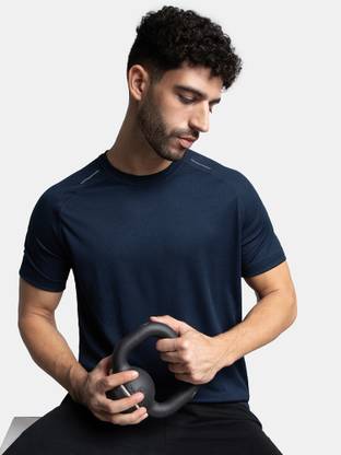 JOCKEY Solid Men Round Neck Navy Blue T-Shirt