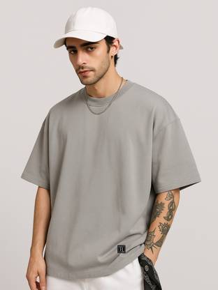 TOXA Solid Men Round Neck Grey T-Shirt