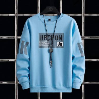 NB NICKY BOY Men Printed Round Neck Cotton Blend Light Blue T-Shirt