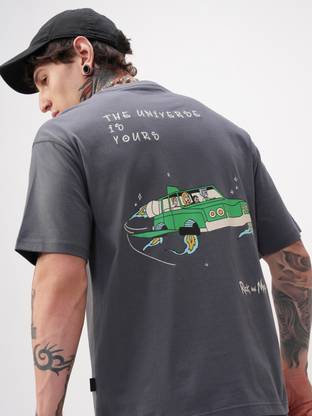 HIGHLANDER Printed Men Round Neck Grey T-Shirt