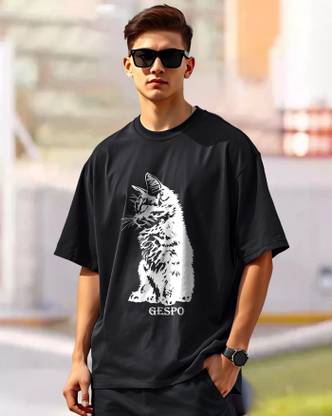 GESPO Printed Men Round Neck Black T-Shirt