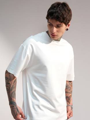 HIGHLANDER Solid Men Round Neck White T-Shirt