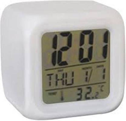 Color Change Digital White Clock