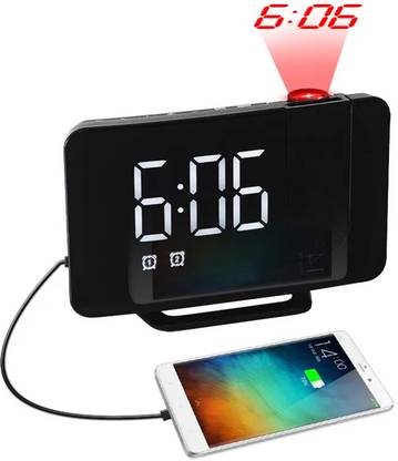 MARS Digital Digital Alarm Clock with Large Led Display Adjustable Dimmer with FM Radio Black Clock
