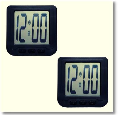 BIGWHEEL Digital Set Of 2 Mini Digital LCD Table Desk Car Clock Calendar Timer Clock