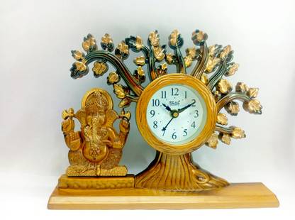 SST Analog Dark Brown and Golden Clock