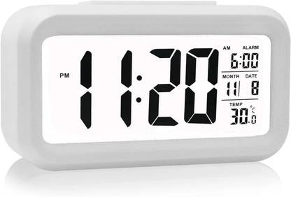 Stadash Digital Alarm Clock Table Clock for Study Loud Desk Alarm Clock for Heavy Sleepers White Clock