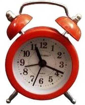Gifts G Analog Smiley Emoji Face Mini Aesthetic Alarm Clock, Quartz Movement, Alarm On/Off (Red) Clock