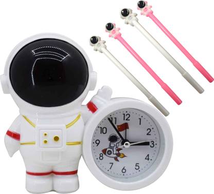 PW PENCILWALA Analog SET OF 5, 4 SPACE THEME PEN, 1 SPACE THEME ALARM CLOCK Clock