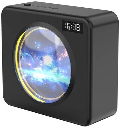 MARS Digital Rotating Colorful Light Clock Bluetooth Speaker Bedroom Bedside Atmosphere Black Clock