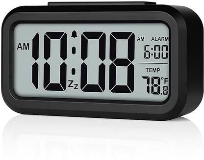STARVOKES Digital Desk Clock with LCD Display, Date, Temperature & Alarm (black, Rectangle) Clock