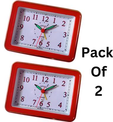 greatelms Analog Red, Alarm, Table Alaram (Made In India), Pack Of - 2 Clock