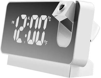 X88 Pro Digital Digital Clock LED Display, Projection Alarm Clock Mirror Surface White Clock