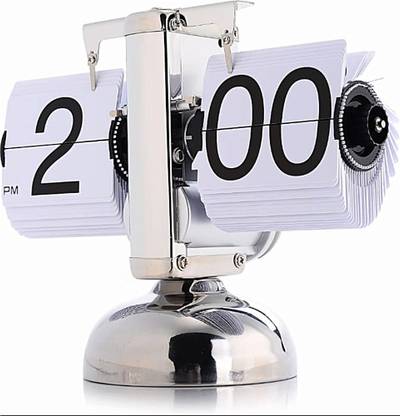 VENCLEXTA Analog Vintage Auto Flip Clock - Retro Desk Clock with Battery Operated Mechanism White Clock