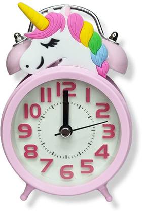 ERIEN Analog Unicorn Alarm Clock for Girls Kids with Back-light Super Loud Twin Bell (Pink) Clock