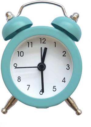 Adhvik Analog Metal Body Cute Small Mini Twin Bell Shaped Alarm Clock with Soft Alaram Sound Clock