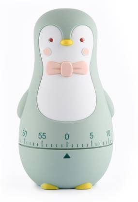 ComicSense Analog Green Cute Penguin Mechanical Timer Alarm Clock - No Battery Required, Reminder Clock